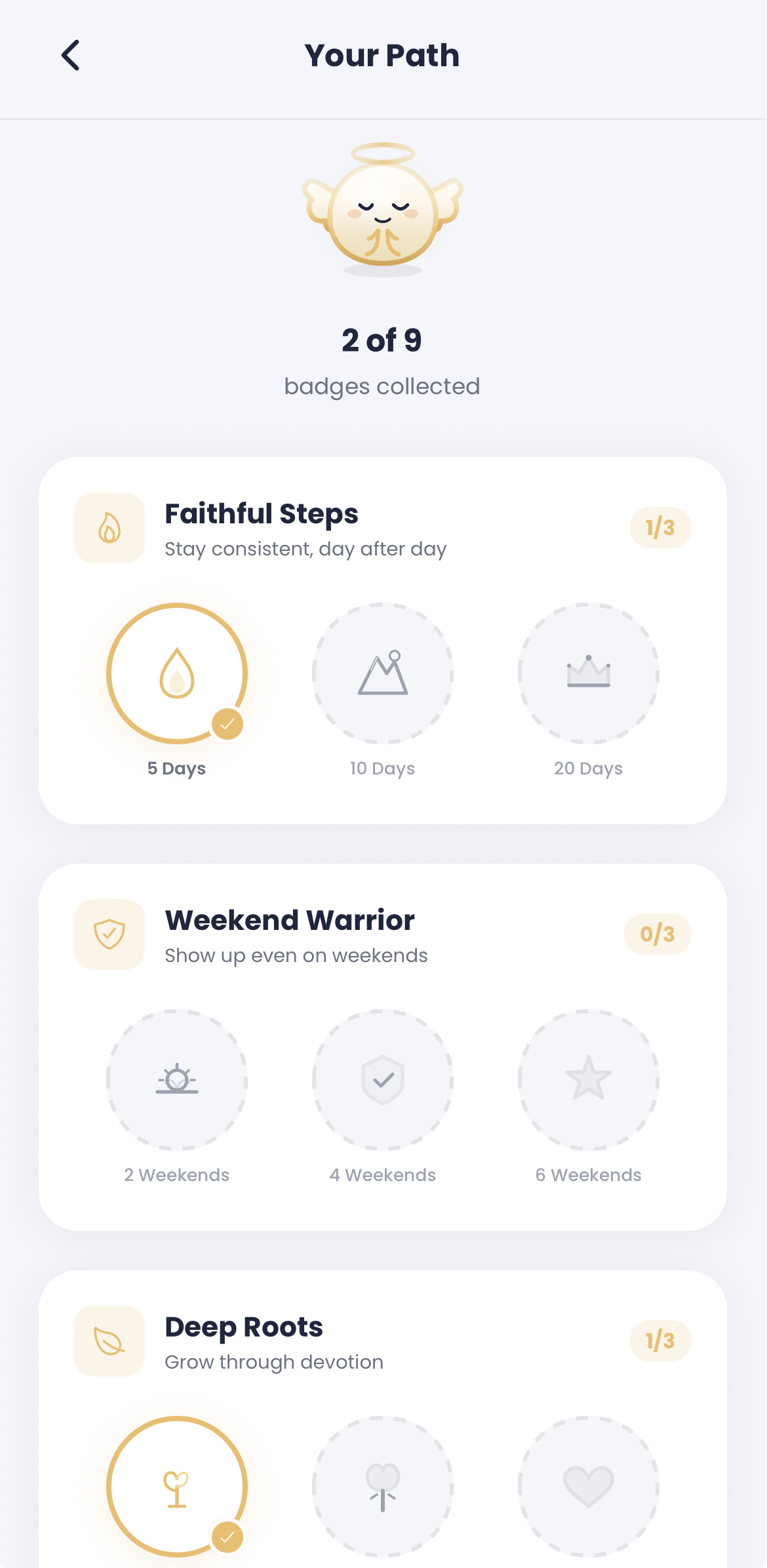 Badges screen